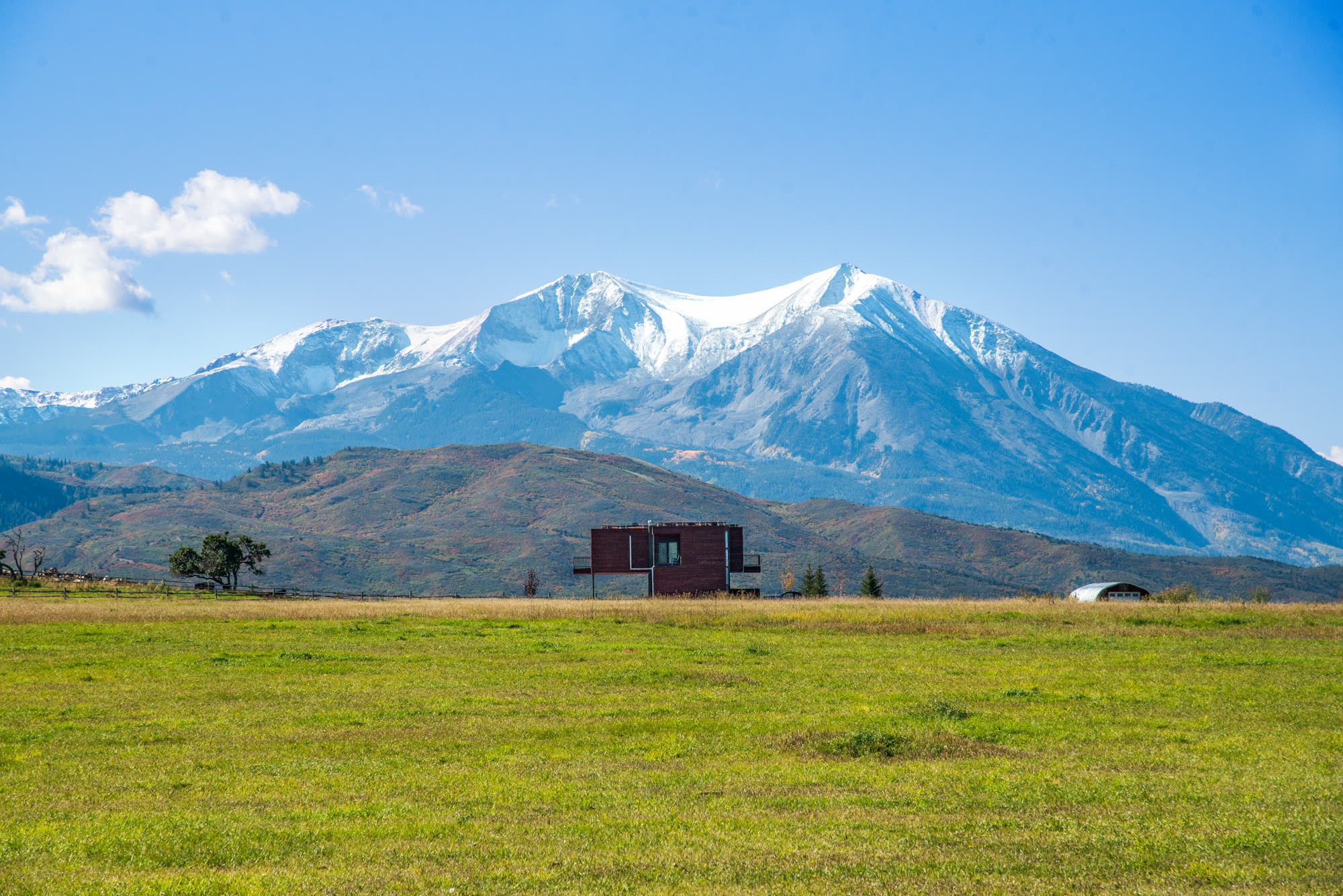 Aerial view of Valinor Ranch and Mount Sopris