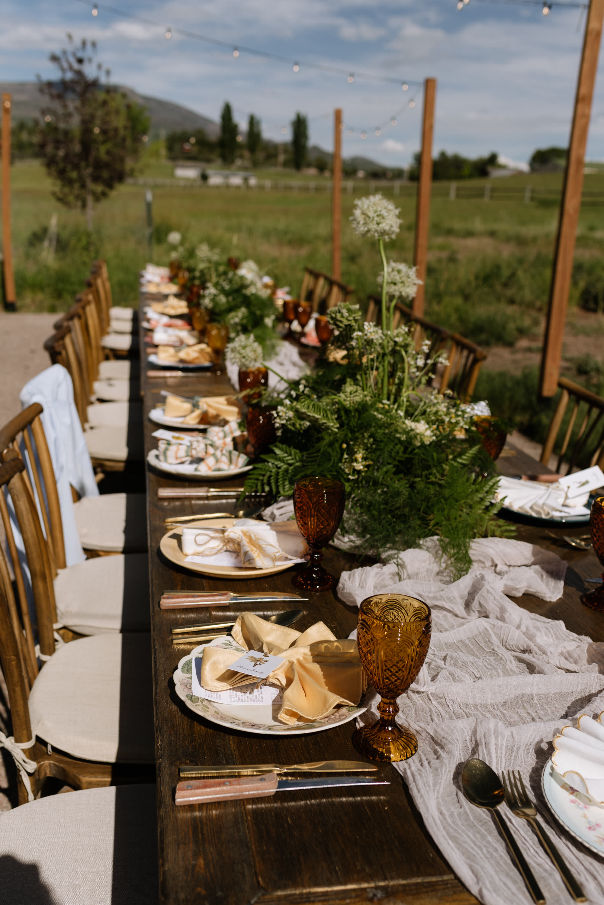 Wedding celebration with mountain views